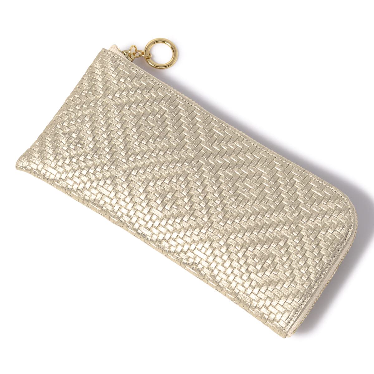 

Long Wallet Zipper Panelo Made in Japan Embossed Cowhide Leather Gold [Alkan] L-shaped Women s 1414-708 [91]