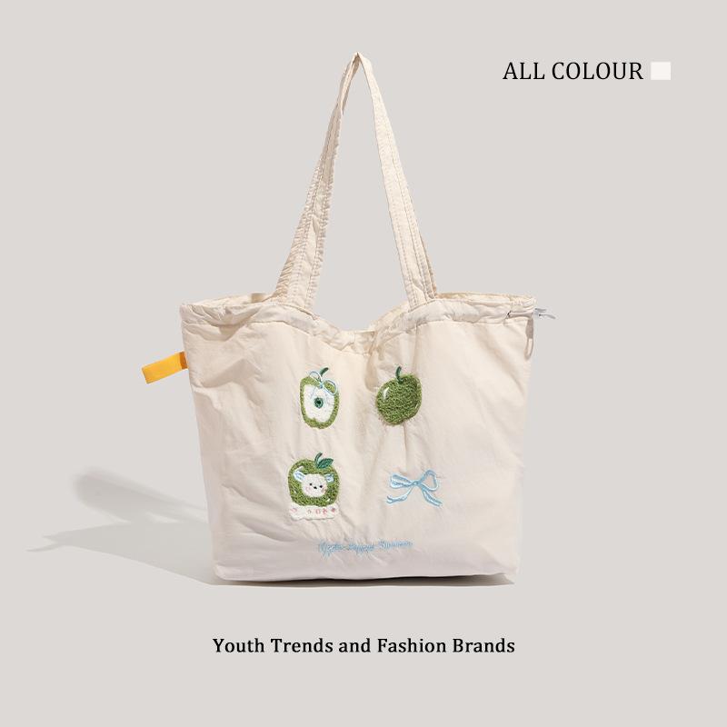 Lazy Tote Commuter New Art and Art Hundred Shoulder Embroidery Large Capacity Portable Canvas Bag