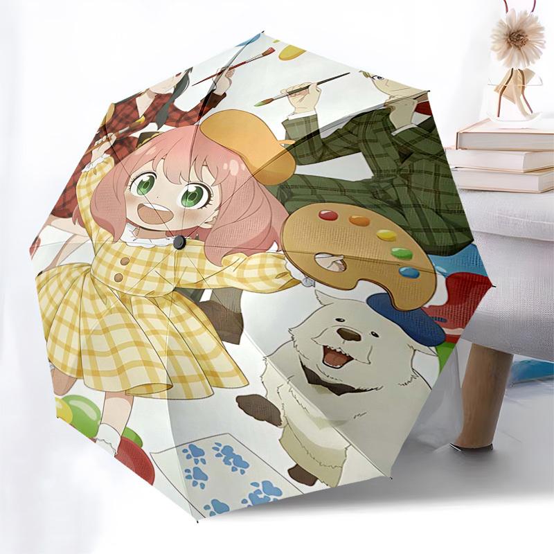 

1pc Paint Your Day: Cute Girl & Dog Art Palette Umbrella - Automatic Open, Foldable Design, Outdoor for Fans, Travelers, Everyday Use, Festive Gift!P0