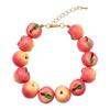 Party Accessory Fruit Beaded Bracelet in Resin with Adjustable Clasp Chain, Fun Gift Bangle for Daily Styling