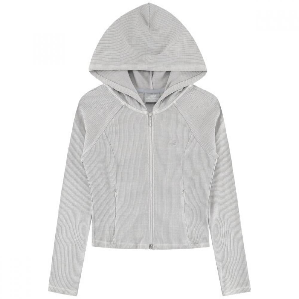 New Balance Women Ribbed Zip Up Hoodie Nbmdg2w322 M(90)