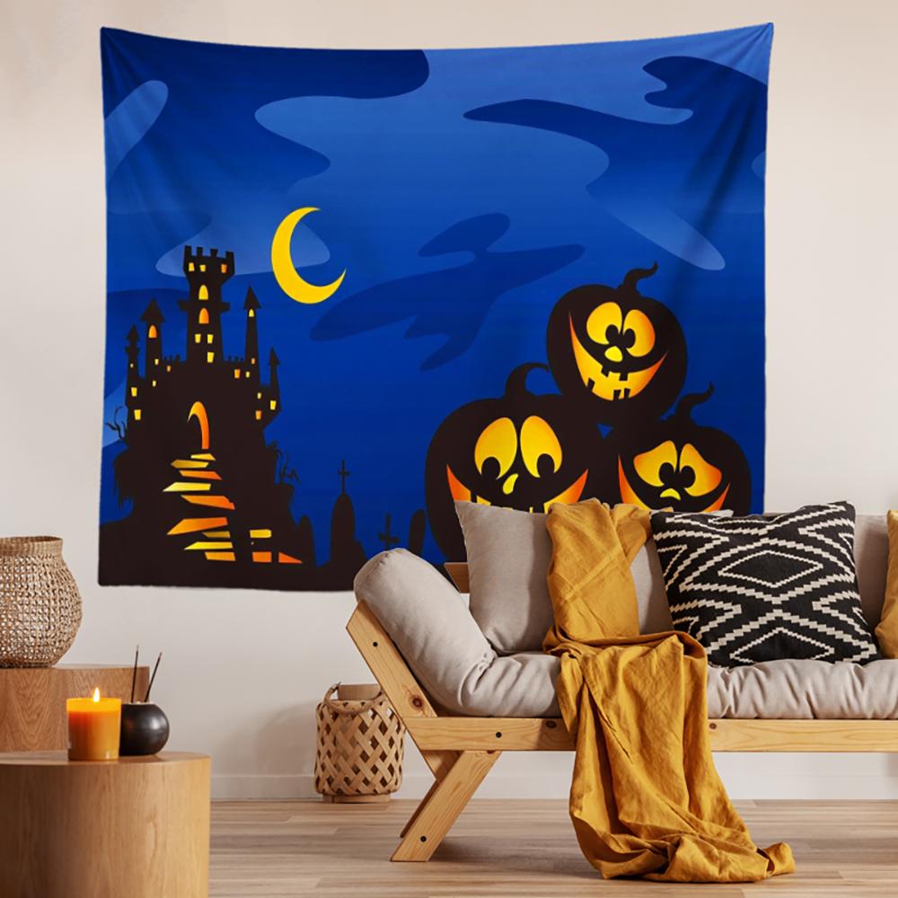 Halloween Horror Pumpkin Print Pattern Tapestry Ceiling Home Living Room Bedroom Wall Decoration Tapestry 230x180cm