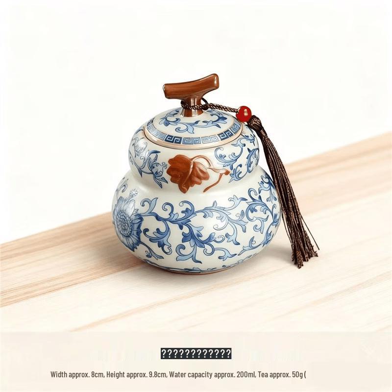 Ru Kiln Blue & White Gourd Tea Caddy