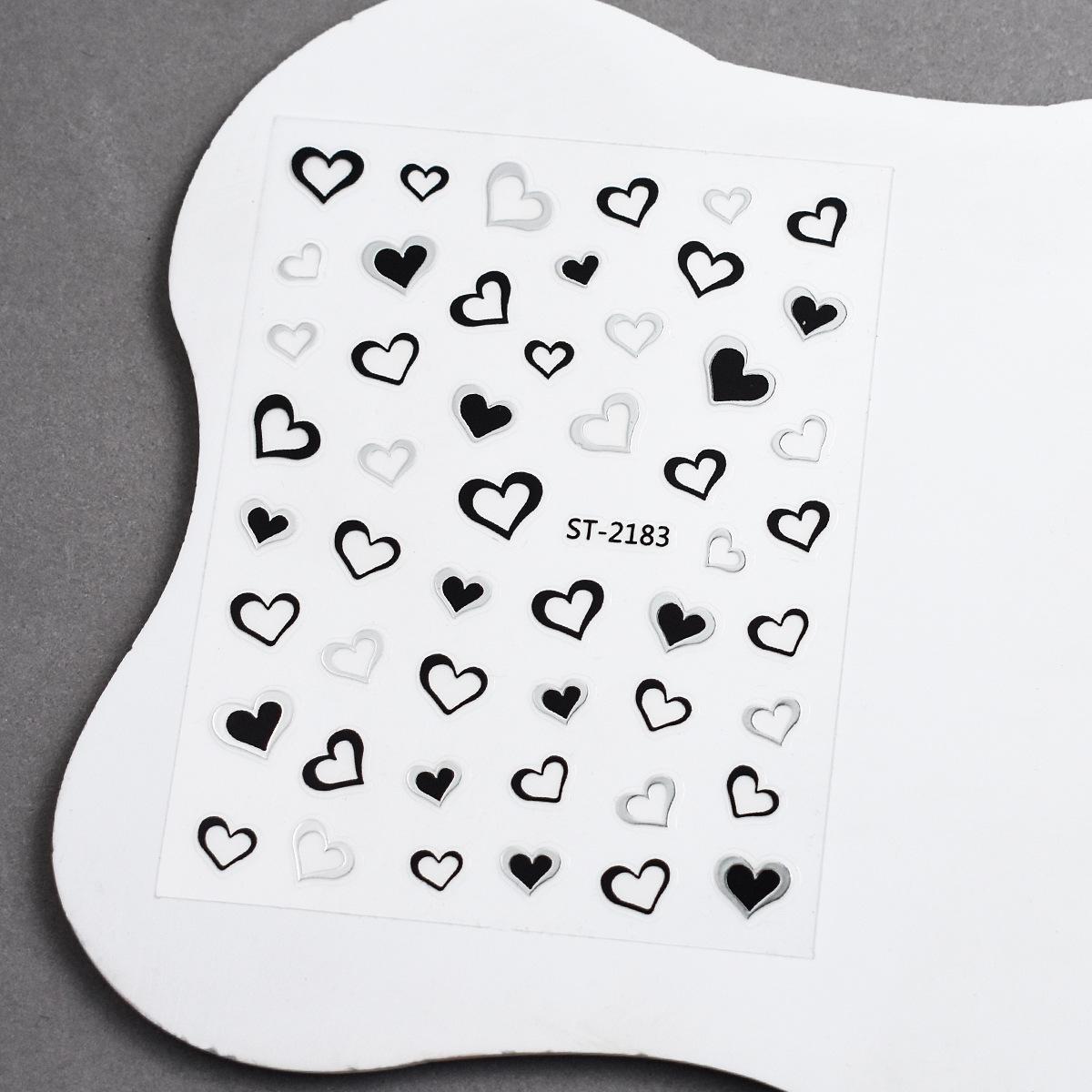 Heart & Crescent French Nail Art Stickers - Black, Gold, Silver Decals