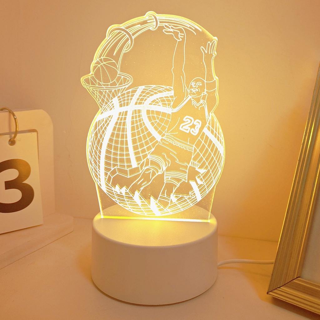Creative 3D Night Light Basketball Sports Design, USB Ambient Bedside Lamp, Art Decoration, Bedroom Decoration