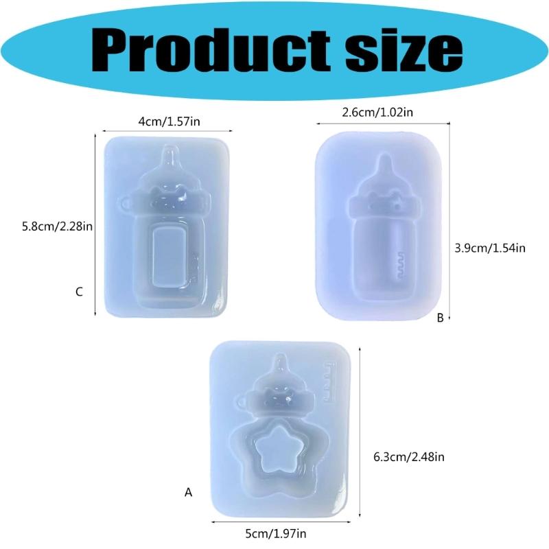 Bottle Shaped Silicone Resin Mold, Translucent Charm Casting Mold with Hanging Loop for Keychain, Pendant and DIY Crafts