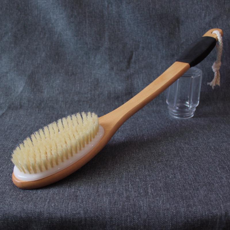 44CM Paulownia Wood Curved Handle Back Scrubber and Massaging Bath Brush