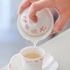 Forbidden City Merchandise Suet Jade White Porcelain Cover Bowl Teacup Ceramic Tea Set Tea Bowl Sancai Tea Set Household Kung Fu Tea Set