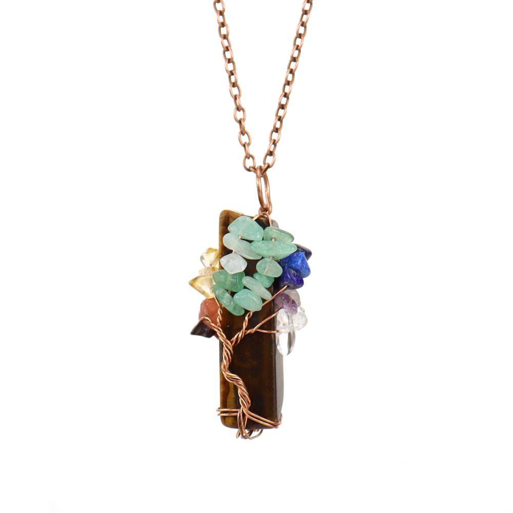 Tree Of Life Design Crystal Tree Of Life Irregular Crystal Crushed Stone Pendant Gift For Women