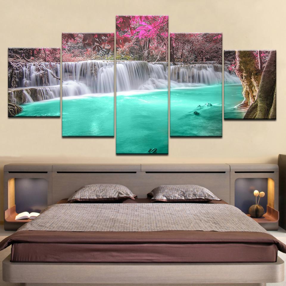 5 Panel/piece HD Print Popular Animated Waterfalls Wall Art wall posters Canvas Art Painting For home living room decoration