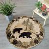 Vintage Black Bear Forest Mat, Non-Slip Wildlife Decor with Two Bears, Nature-Inspired Rug for Cabin, Entryway, Office