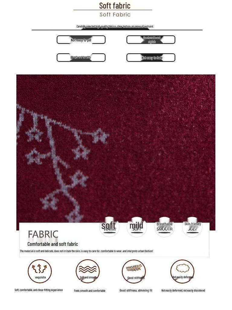 Fengxiao Mama Mid-Aged Women's Floral Thermal Knit Pullover