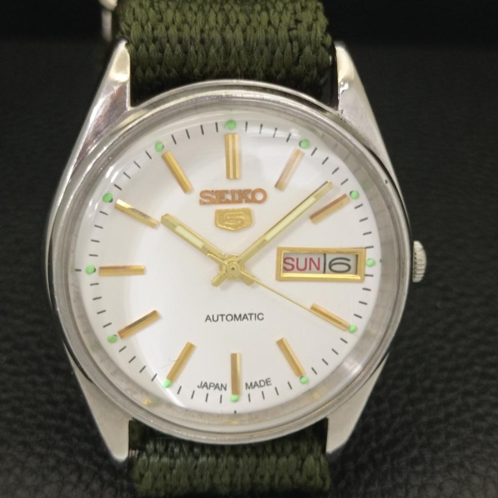 JAPAN VINTAGE SEIKO 5 AUTOMATIC 6309A MENS WHITE COLOR DIAL WATCH a701428-5 R206b-a701428
