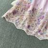 Summer Vintage Hollow Out Embroidered Midi Dress Women's V-neck Short Sleeve Elastic Waist Slim Long Dress