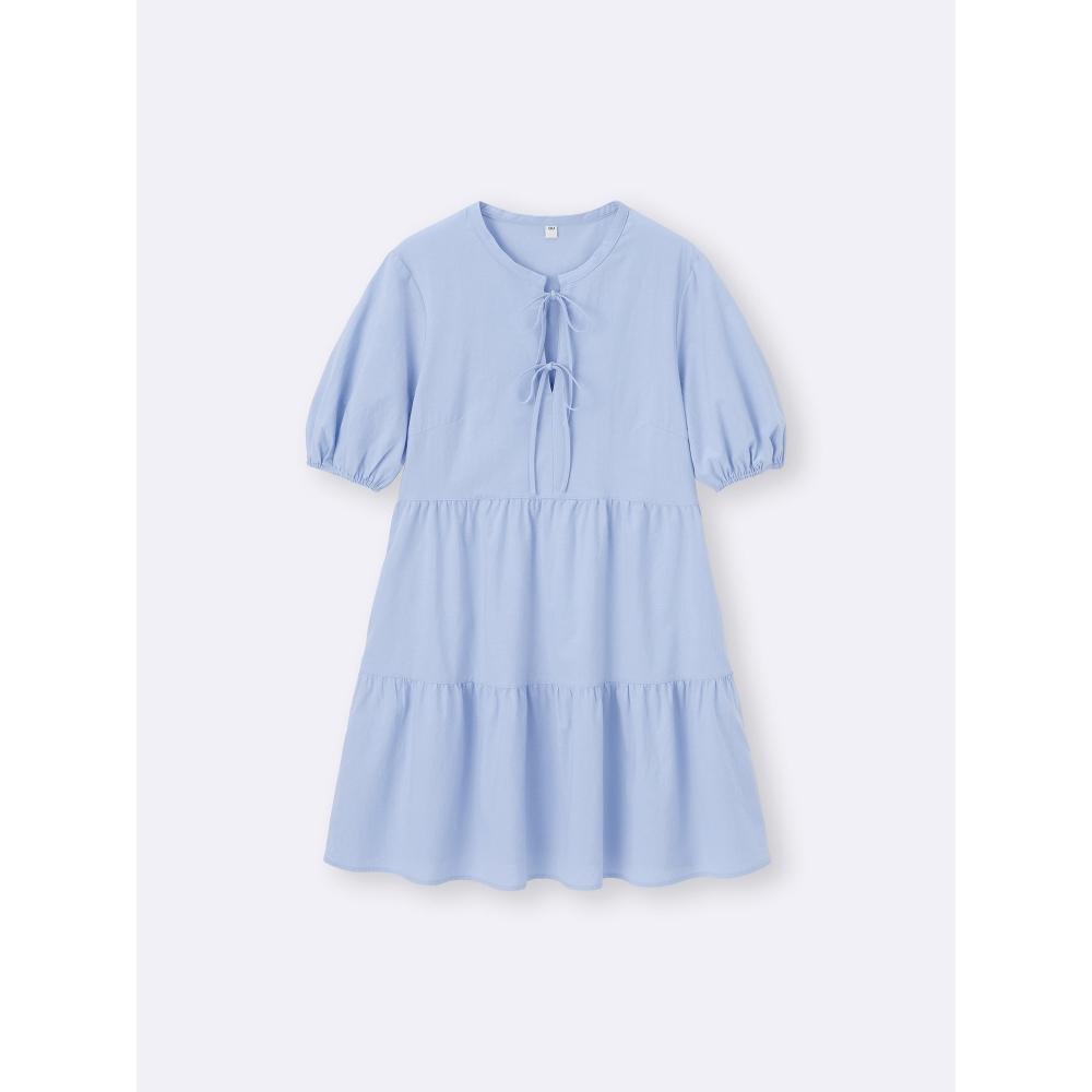 GU by Uniqlo Cotton Tiered Mini Dress  5 Minute Sleeve 