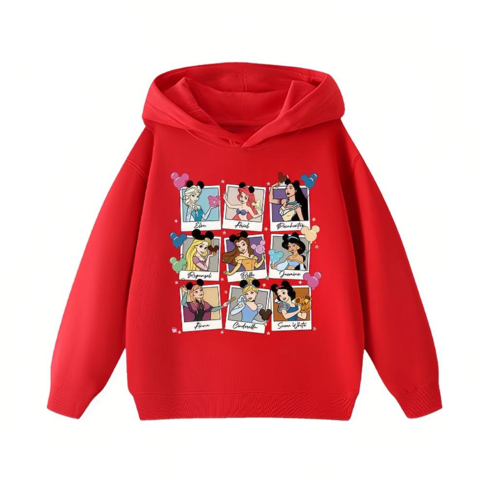 Disney Princess Childrens Hoodie Girls Clothing Disney Autumn and Winter Warm Fashionable Versatile Children's Hoodie Sweatshirt
