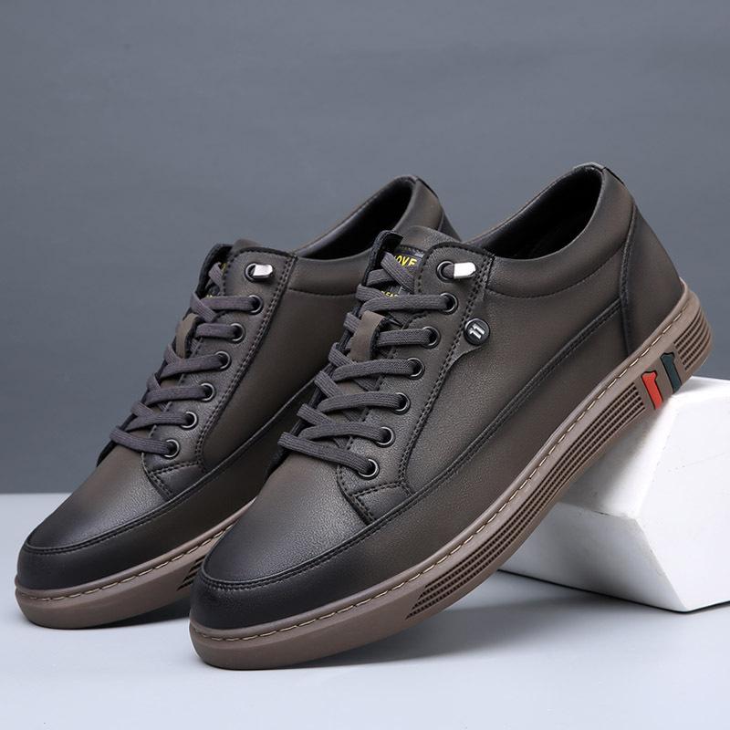 

2025 spring new men s shoes soft leather breathable versatile Korean version height increase casual leather shoes men s board shoes 2025 44