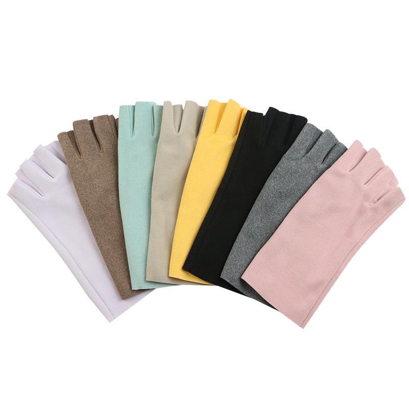 Student writing warm gloves autumn and winter half-finger gloves German velvet cationic men's and women's touch screen dew five-finger manicure