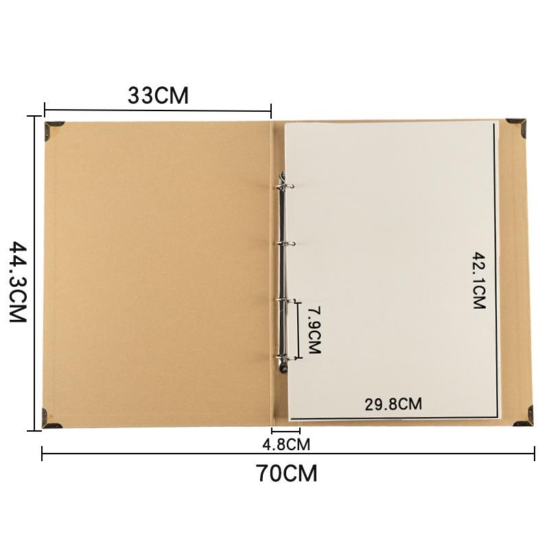 Uau A3 Grande Portfólio de Arte com Folhas Soltas em Papel Kraft com Logotipo Personalizado para Armazenamento de Obras de Arte de Estúdio ou Aula