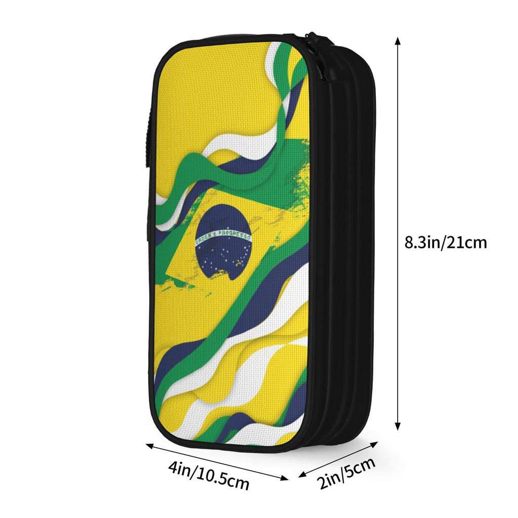 Brasil Flag Merch Pen Box Large-capacity For School Pen Case Gift