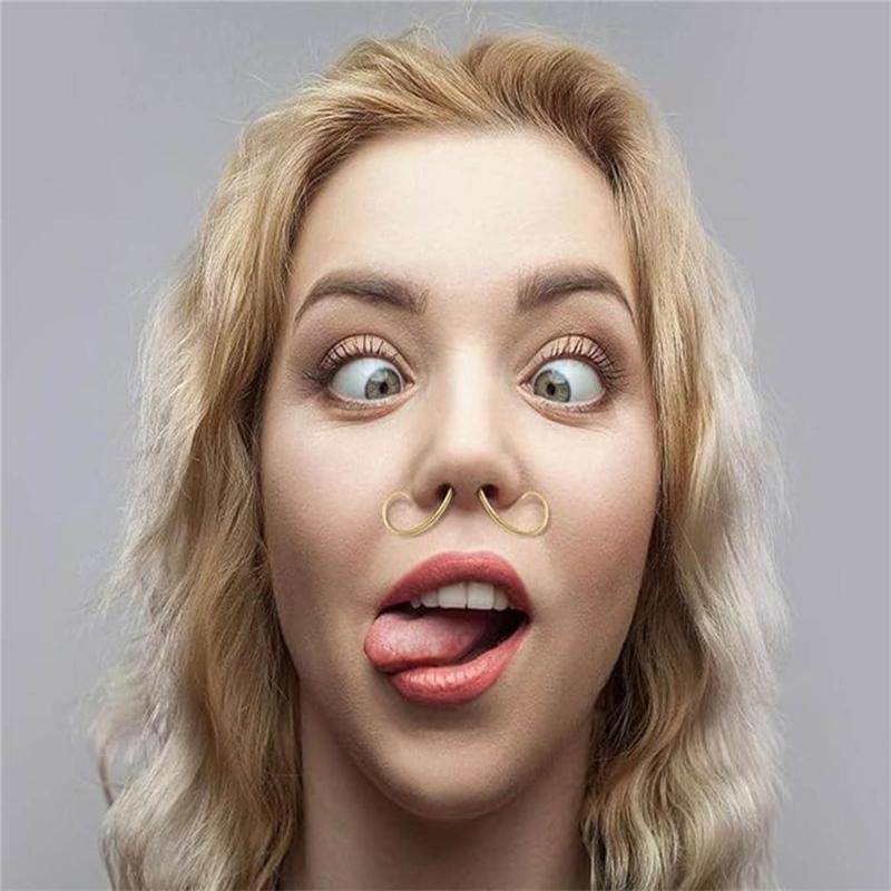Stainless Steel Moustache Septum Piercing Nose Rings Unique Nose Stud Hoop