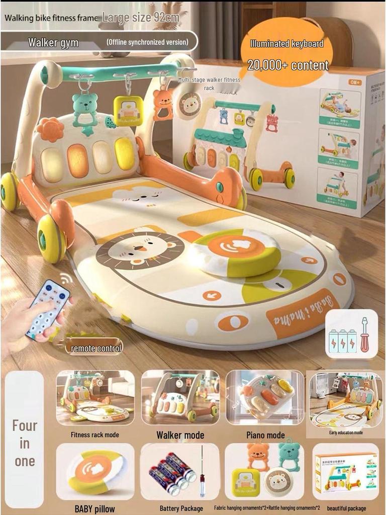 Newborn Pedal Piano Gym Walker: Early Learning Music Stroller Toy