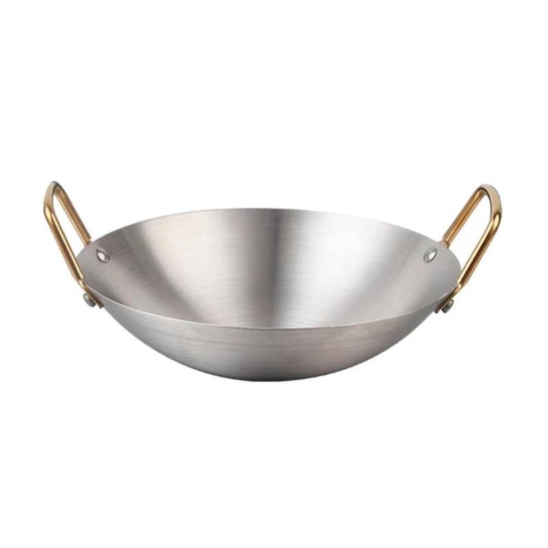 Stalowa Wok Patelnia Do Smażenia z Równomiernym Rozprowadzaniem Ciepła i Podwójnym Uchwytem Idealna do Domu i Restauracji