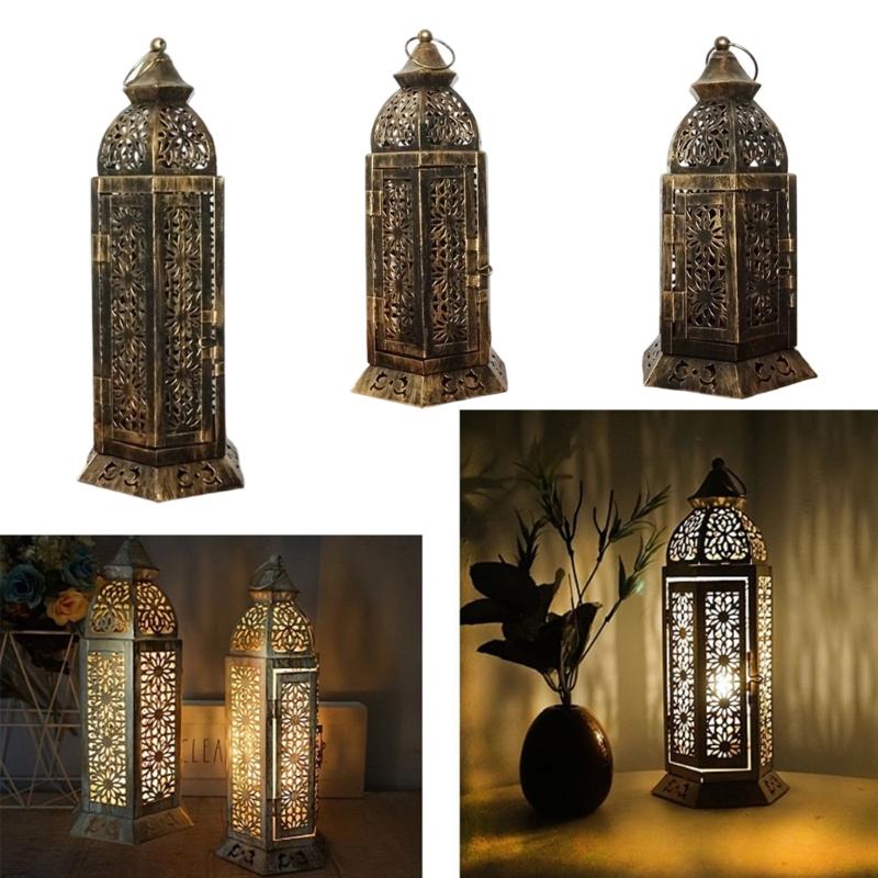 Retro Iron Candle Stand with Accessible Front Enhancing Holiday Celebration and Living Room Ornament Candle Stand