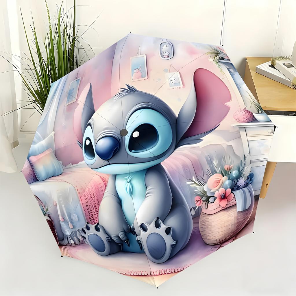 A Fully Automatic Umbrella Featuring a Cute Stitch Cartoon, Suitable for All Occasions As a Sun And Rain Umbrella, Portable An