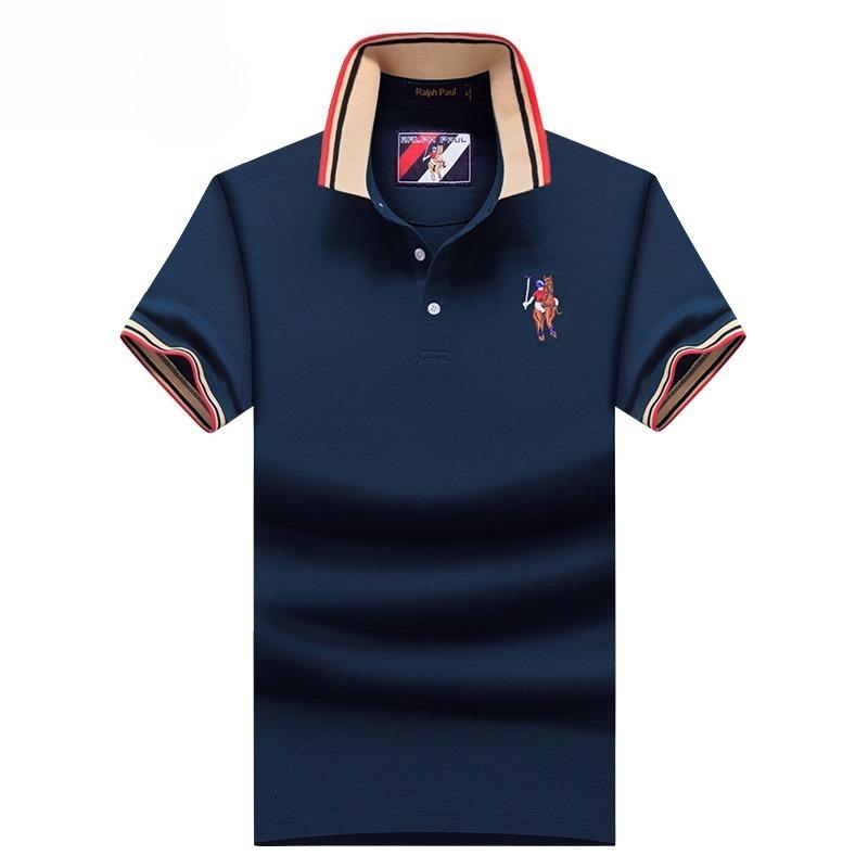 TrendHub Polo Shirt Men High Quality Cotton Mens Short Sleeve Solid Color Embroidery Business Casual Polo Shirt