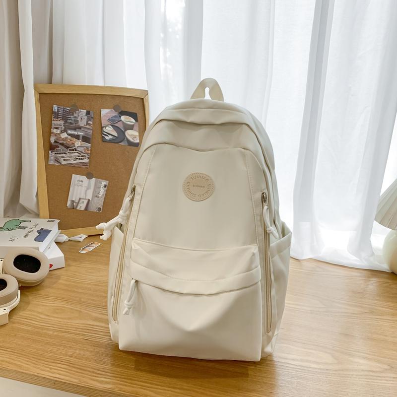 Solid Color Student Schoolbag Women's Lightweight Backpack