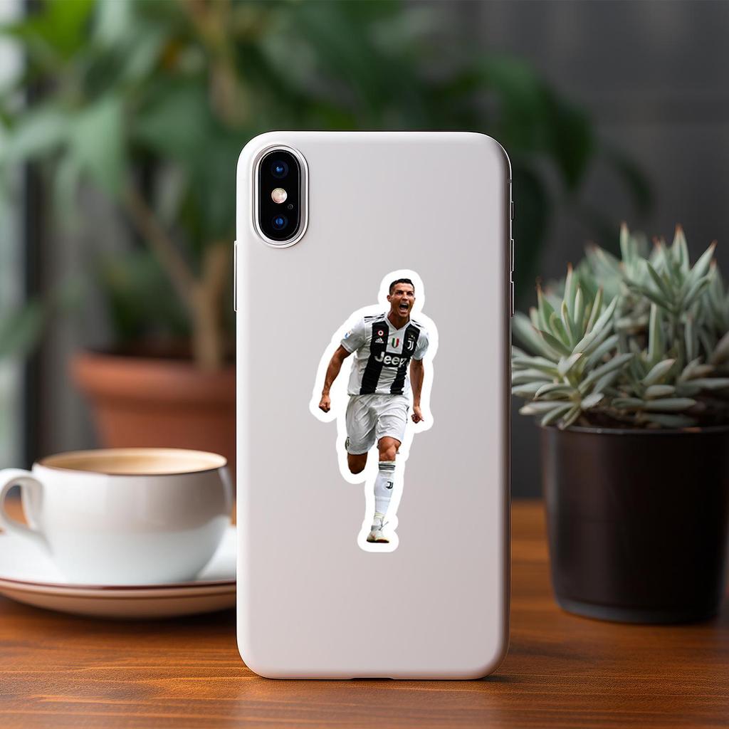 Cristiano Ronaldo Waterproof Graffiti Stickers for Water Bottles & Phones - Creative Football Design, Pack of 50
