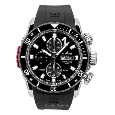 CO-1 Chronographe Bracelet Caoutchouc Cadran Noir Automatique Plongeur 01128-3NRCA-NN 500M Montre Homme