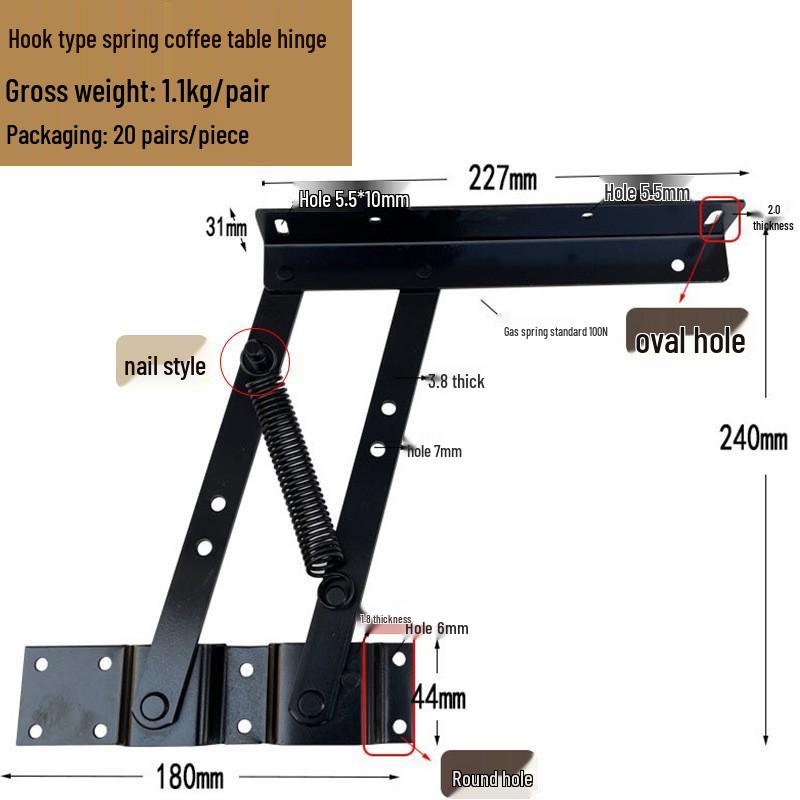 Hydraulic Lift & Fold Coffee Table Hinge - Multifunctional Furniture Hardware Support.