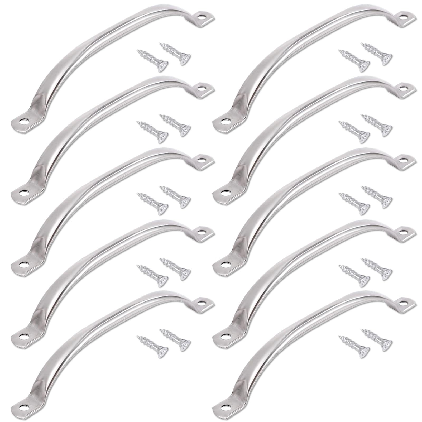 

Rubonarie Stainless Steel Drawer Handles, Cupboard Hardware, Kitchen, with Screws, Set of 10 (Silver, 130mm)
