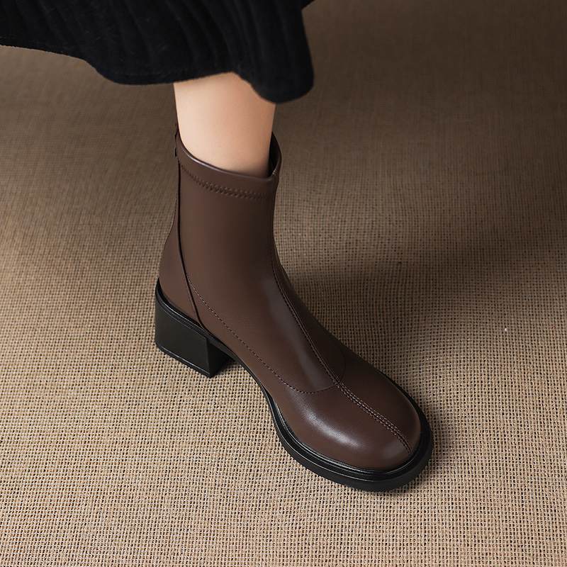 Krazing Pot Microfiber Winter Round Toe Modern Platform Size 33 Boots Size 43 Women Fashion Stretch Ankle Boots