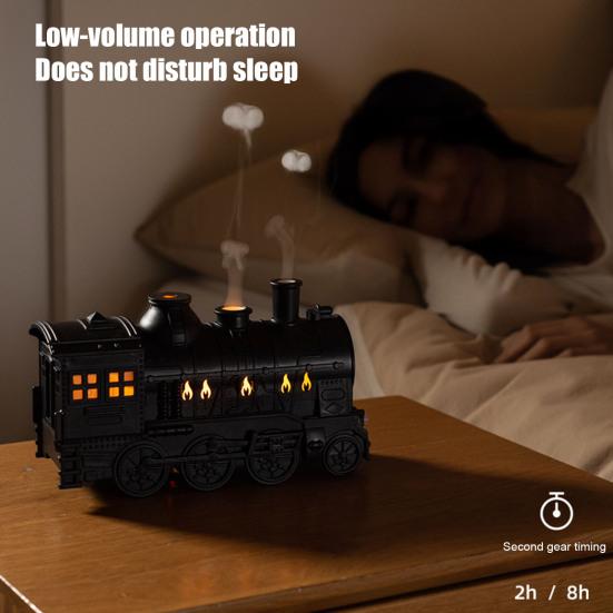 Aroma Diffuser with Timer 300ml Vintage Train Diffuser, Steam Locomotive Humidifier Remote & LED Unique Desk Accessories for Study Light, 2 Mist Modes