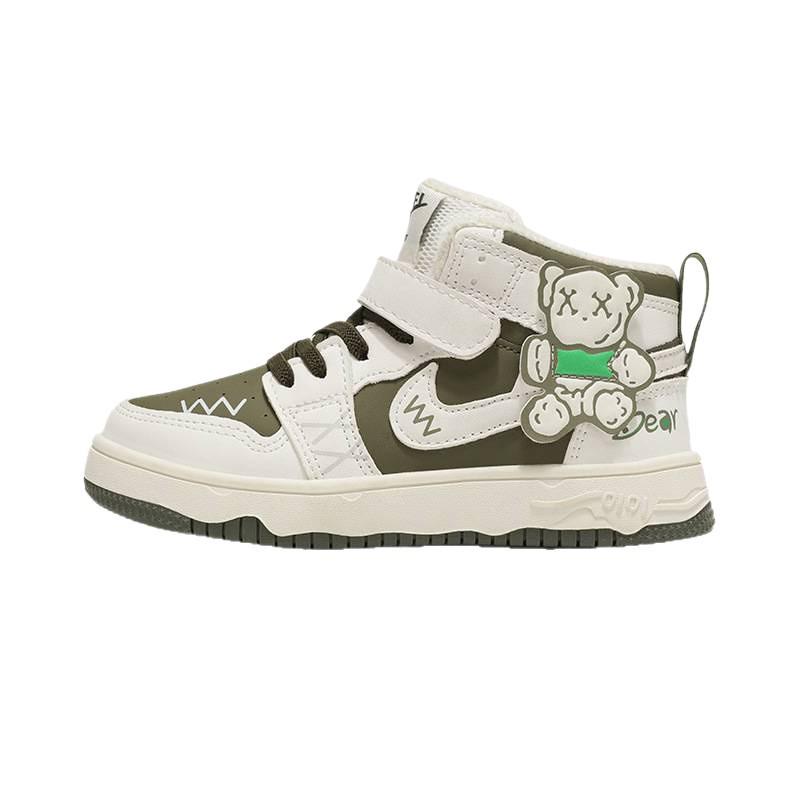 Boys' and Girls' Chinese Red Winter 2025 Sports Shoes - Unisex Cotton with Velvet Lining