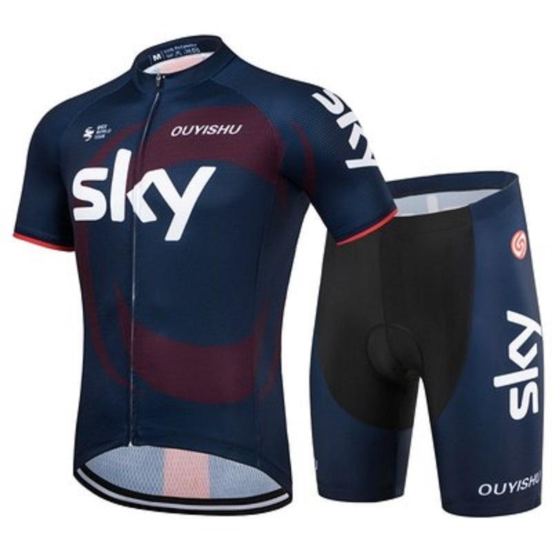 New sky Tour de France cycling suit short-sleeved suit quick-drying breathable mountain bike top speed-down suit road bike