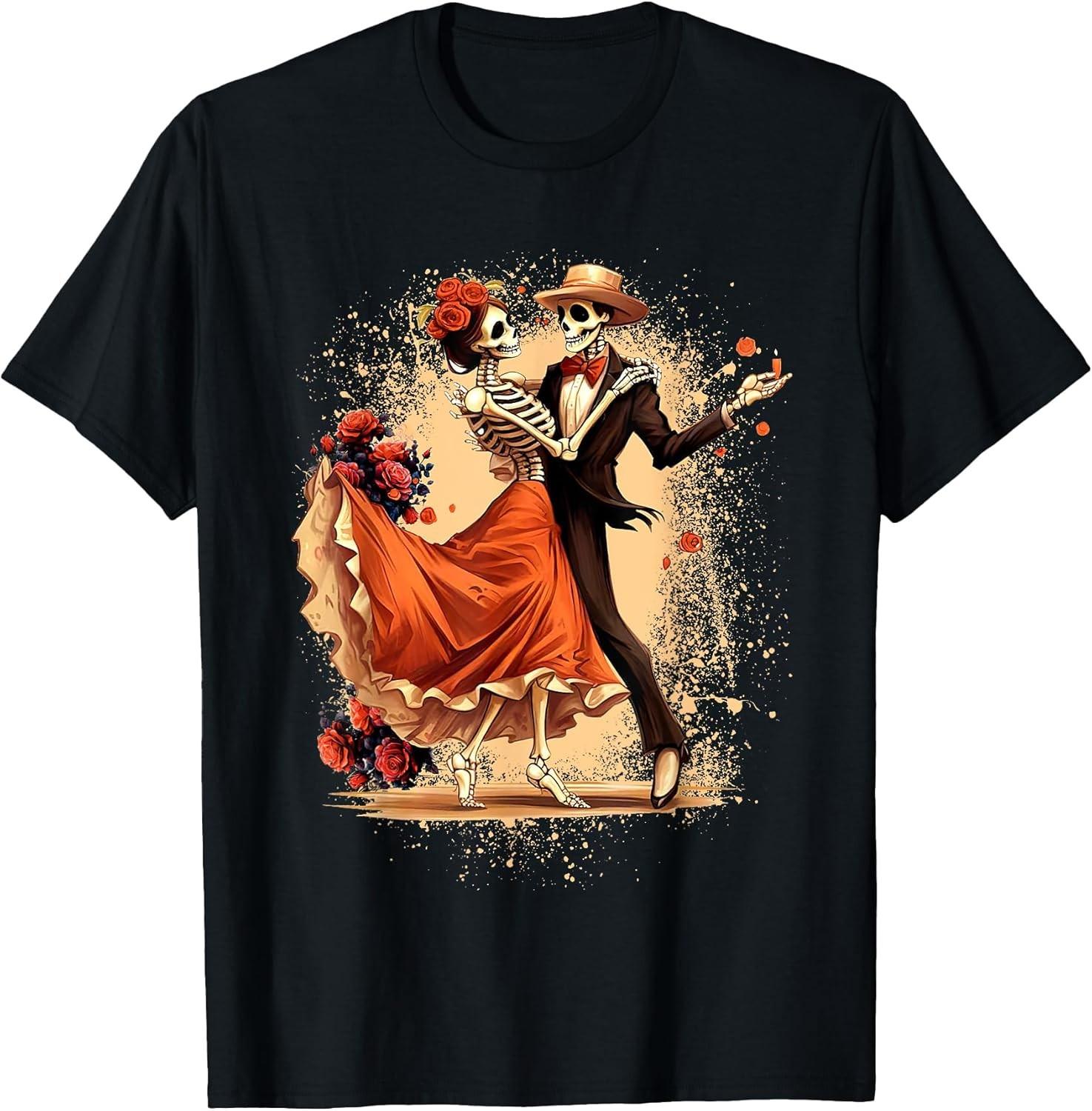 BEST! Dia De Los Muertos Skeleton Dancing Mexican Day Of The Dead Tee Size S-3XL S разноцветный