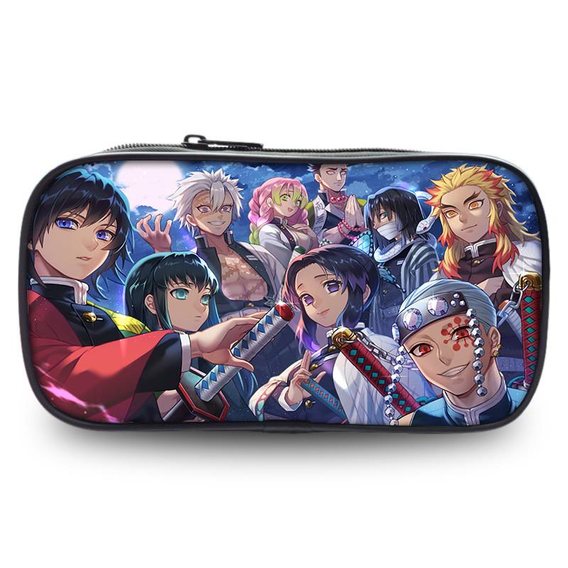 Spacious Oxford Demon Slayer Pencil Case For Students With Casual Style