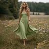 Women V Neck Sleeveless Long Dress Summer Spaghetti Strap Casual Loose Fit Maxi Dress Solid A Line Sundress