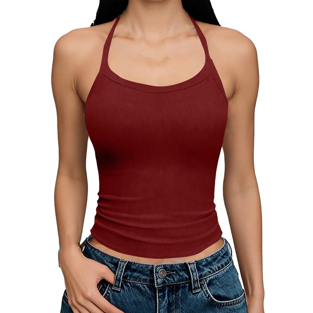 Women's Fashionable Casual -Color Fitted U-Neck Tank Top