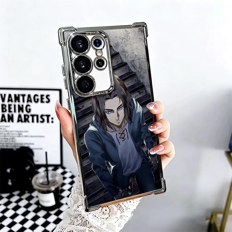 A-Attack On T-Titan Eren Yeager Plating Phone Case For Samsung Galaxy S24 S25 FE S26 Edge S23 Ultra S22 S21 Plus S20 Anti-Fall A