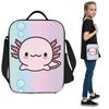 Cute Axolotl Insulated Lunch Bag for Women Office Cooler Thermal Food Box Tote Portable Lunch Boxes Container