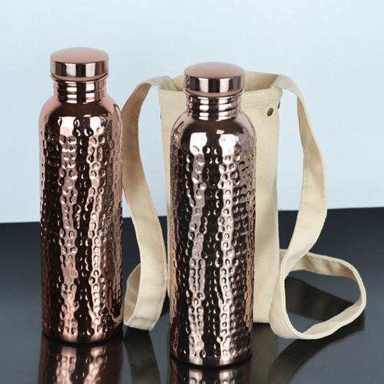 800ML Copper Sports Water Bottle Hammer Pattern Large Capacity Leakproof Portable Outdoor Cycling Gym Fitness Travel Electroplating Drinking Cup