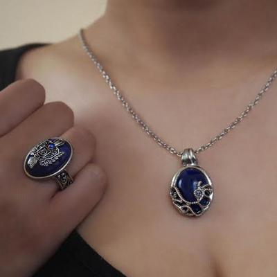 Collier femme film chaud le journal du Vampire bijoux Katherine Anti-lumière du soleil pierre bleue pendentif colliers ras du cou bijou de fête
