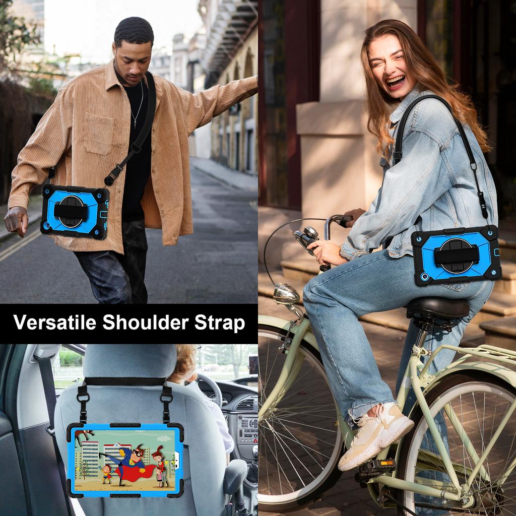 Rotatable Heavy Duty Case For Samsung Tab A11 A9 8.7 SM-X133 X135 X110 X115 X117 Armor Stand Cover With Shoulder Strap