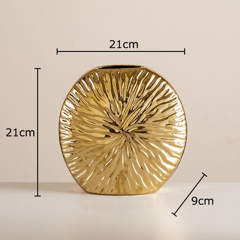Gold Plated Sun Flower Relief Ceramic Vase Plant Pots Table Decoration Flowers Arrangement Flower Vase Room Aesthetic Decor