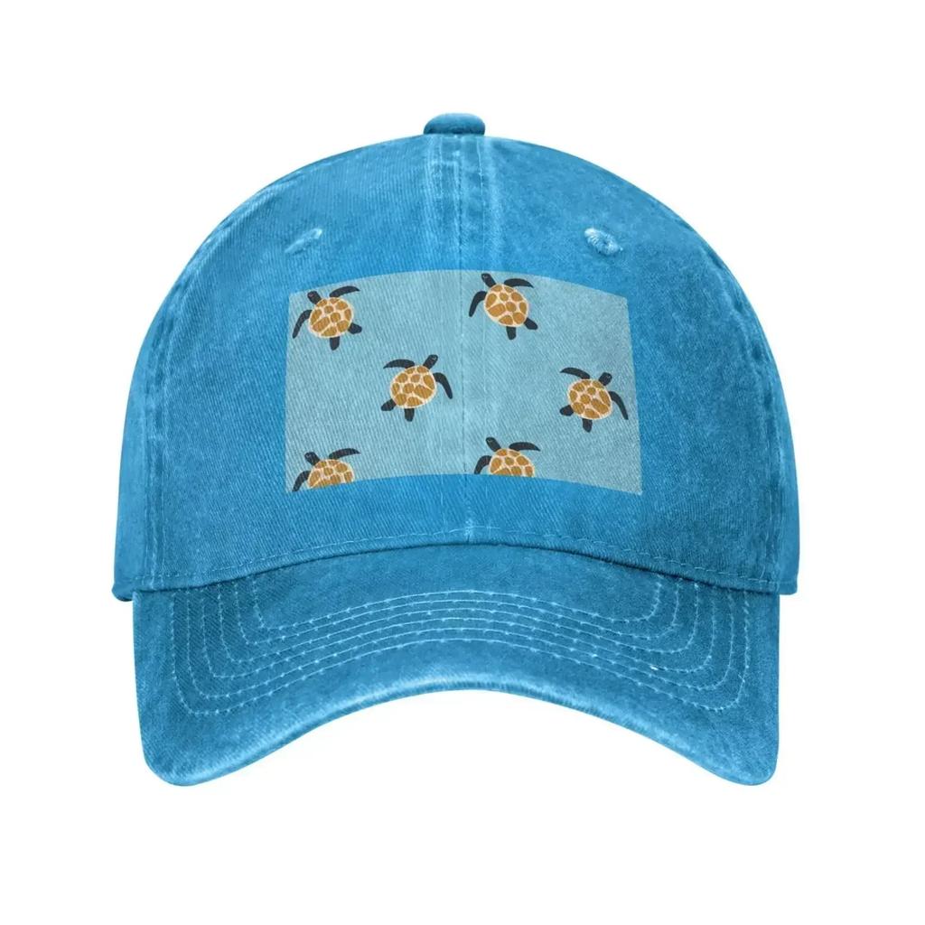 Kreslená želva Vintage kovbojská baseballová čepice Táta kšiltovka Unisex Nastavitelná trucker kšiltovka pro každodenní